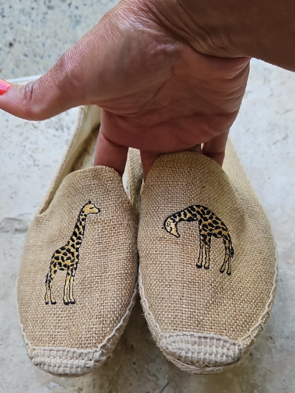 Soludos Giraffe Embroidered Tan Summer Espadrilles